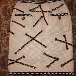 Moschino Boucie Chain Trim Skirt in White.